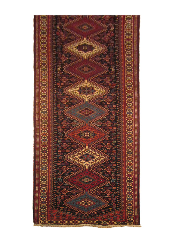 Persian Rug Yalameh Handmade Runner Tribal 2'10"x19'5" (3x19) Blue Red Geometric Herati Design #A23847