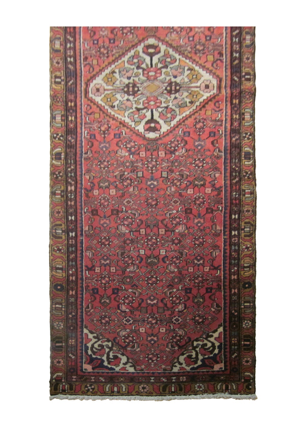 Persian Rug Hossein Abad Handmade Runner Tribal 3'0"x4'5" (3x4) Red Geometric Herati Design #A23860