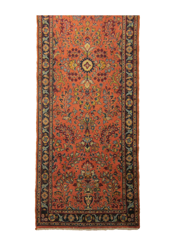Persian Rug Mehraban Handmade Runner Tribal 2'7"x12'9" (3x13) Pink Blue Floral Design #A23915