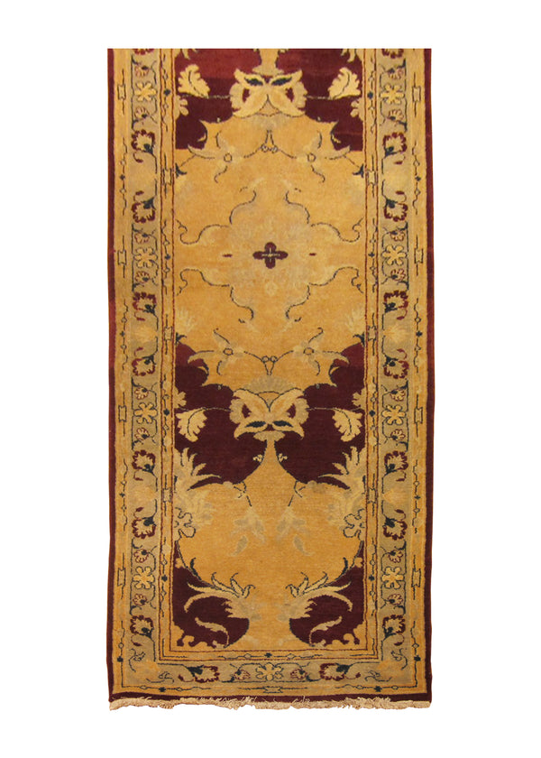 Persian Rug Mahal Handmade Runner Tribal 3'0"x10'5" (3x10) Red Whites/Beige Floral Design #A23919