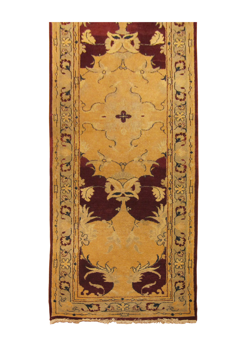 Persian Rug Mahal Handmade Runner Tribal 3'0"x10'5" (3x10) Red Whites/Beige Floral Design #A23919