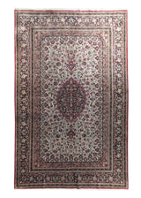 Persian Rug Qum Handmade Area Traditional 4'4"x6'9" (4x7) Whites/Beige Red Floral Design #A24003
