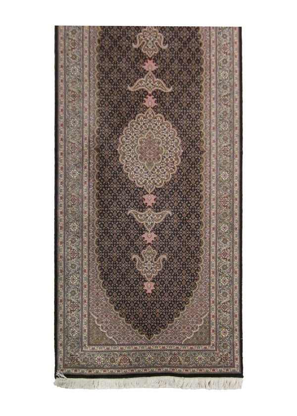 Persian Rug Tabriz Handmade Runner Traditional 2'9"x6'7" (3x7) Blue Whites/Beige Mahi Fish Design #A24017