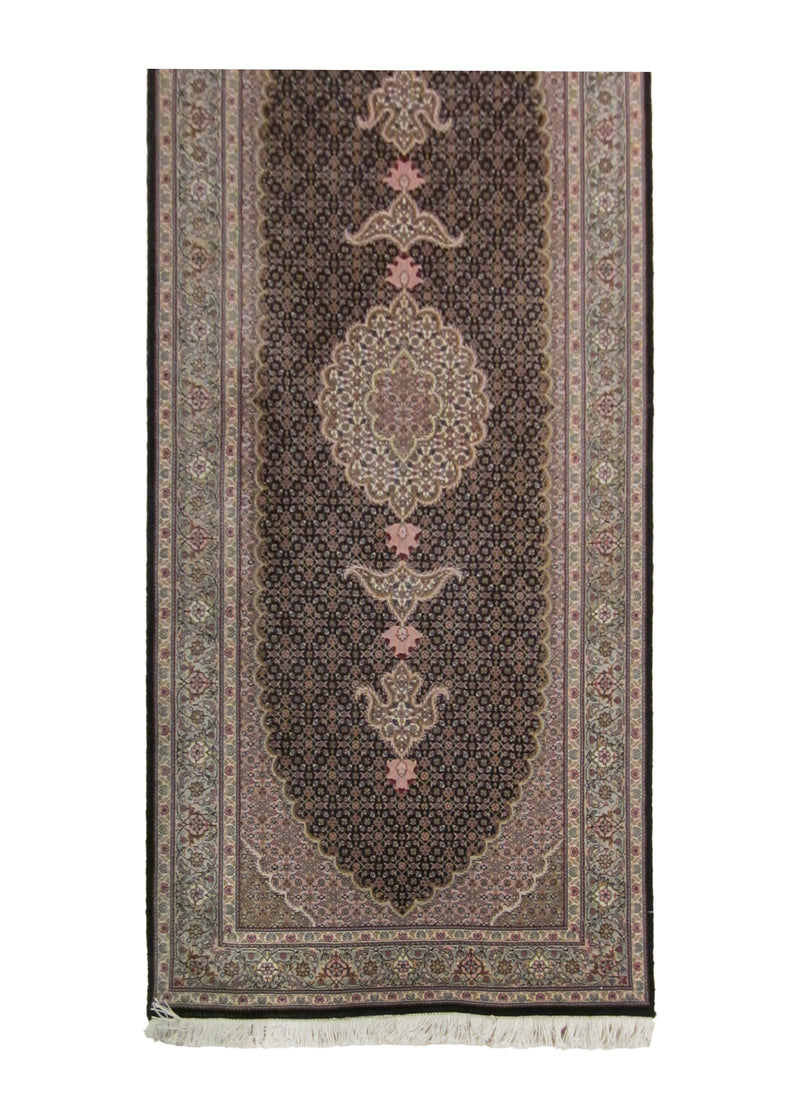 Persian Rug Tabriz Handmade Runner Traditional 2'9"x6'7" (3x7) Blue Whites/Beige Mahi Fish Design #A24017