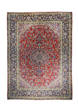 Persian Rug Mashhad Handmade Area Traditional 9'9"x12'11" (10x13) Red Blue Floral Design #A24106