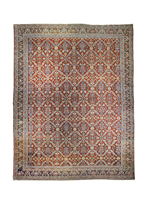 Persian Rug Sultanabad Handmade Area Tribal Antique 10'5"x13'3" (10x13) Red Blue Geometric Design #A24107