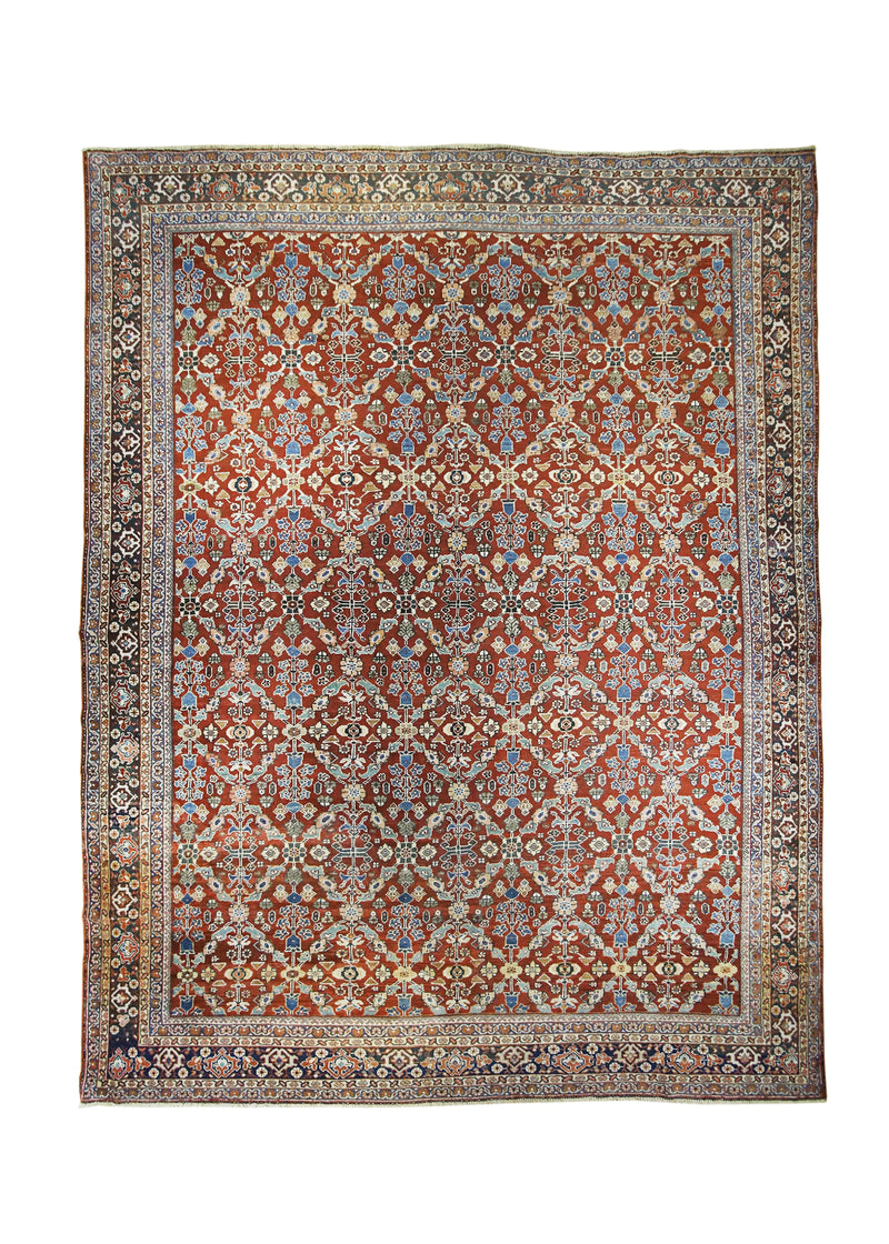 Persian Rug Sultanabad Handmade Area Tribal Antique 10'5"x13'3" (10x13) Red Blue Geometric Design #A24107