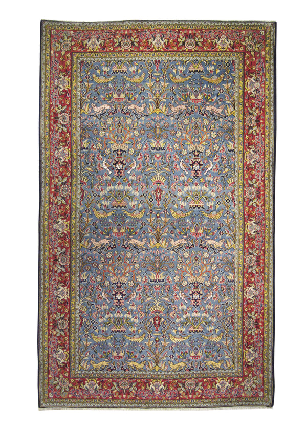 Persian Rug Qum Handmade Area Traditional 5'4"x8'6" (5x9) Blue Red Tree of Life Design #A24112