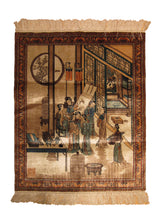 Oriental Rug Chinese Handmade Area Traditional 2'1"x2'5" (2x2) Whites/Beige Brown Multi-color Pictorial Design #A24177