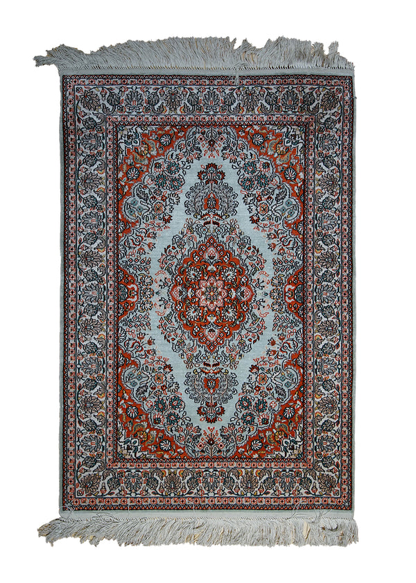 Oriental Rug Chinese Handmade Area Traditional 2'0"x3'0" (2x3) Whites/Beige Red Hereke Floral Design #A24178