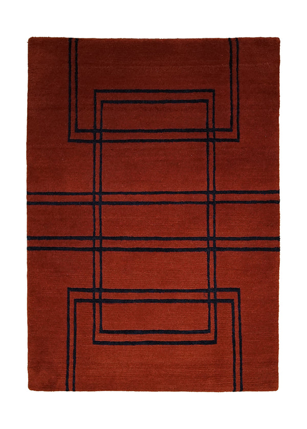 Oriental Rug Indian Handmade Area Transitional 2'0"x3'0" (2x3) Red Black Tea Washed Plain Design #A24374