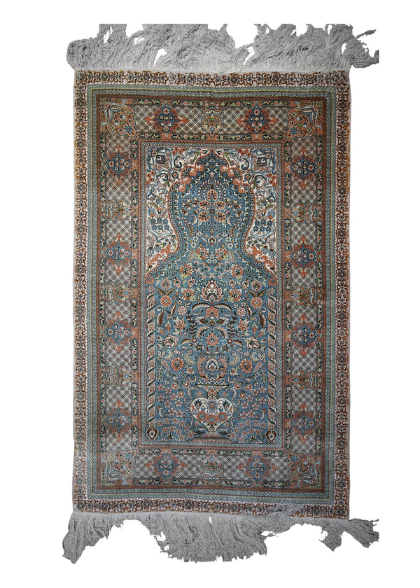 Oriental Rug Chinese Handmade Area Traditional 2'6"x4'0" (3x4) Blue Pink Tree of Life Design #A24386