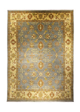 Oriental Rug Indian Handmade Area Transitional 8'10"x11'11" (9x12) Blue Whites/Beige Tea Washed Oushak Design #A24406