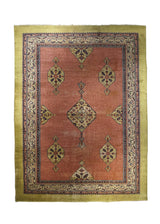 Oriental Rug Turkish Handmade Area Tribal Antique 9'0"x11'10" (9x12) Red Whites/Beige Geometric Design #A24442