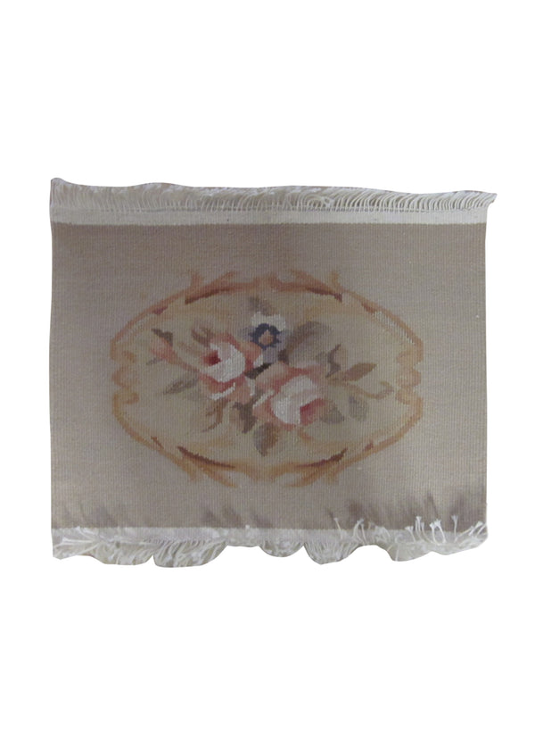 Oriental Rug Chinese Handmade Area Traditional 0'8"x0'11" (1x1) Whites/Beige Tapestry Design #A24564