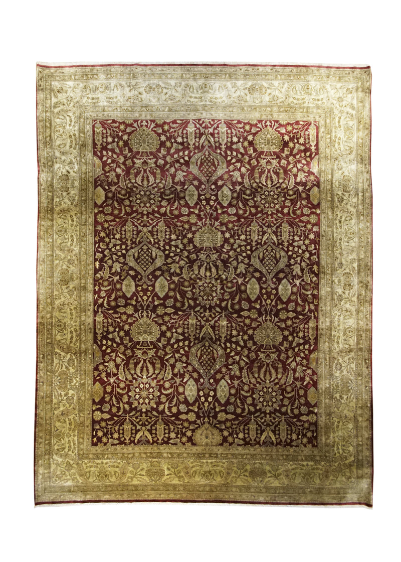 Oriental Rug Indian Handmade Area Transitional 7'11"x10'2" (8x10) Red Yellow/Gold Floral Design #A24612