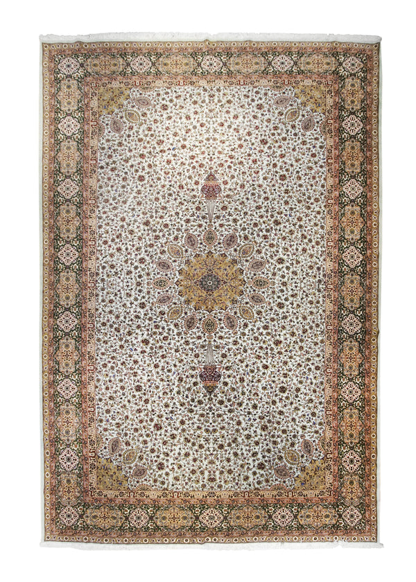 Persian Rug Tabriz Handmade Area Traditional 11'5"x16'10" (11x17) Blue Green Brown Sheikh Safi Floral Design #A24617