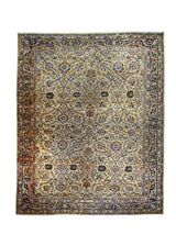 Persian Rug Mahal Handmade Area Tribal Antique 11'2"x13'5" (11x13) Whites/Beige Blue Red Floral Design #A24634