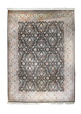 Oriental Rug Chinese Handmade Area Traditional 9'1"x12'0" (9x12) Black Whites/Beige Floral Design #A24643