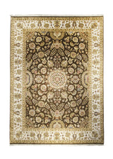 Oriental Rug Indian Handmade Area Transitional 9'0"x12'2" (9x12) Brown Whites/Beige Tea Washed Salzburg Oushak Design #A24657