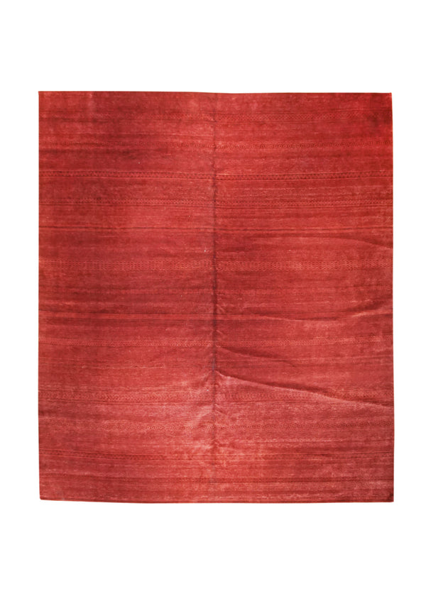 Oriental Rug Pakistani Handmade Area Transitional Tribal 11'9"x13'6" (12x14) Red Gabbeh Stripes Design #A24706
