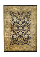 Oriental Rug Indian Handmade Area Traditional 10'0"x13'11" (10x14) Black Yellow/Gold Tea Washed Design #A24806