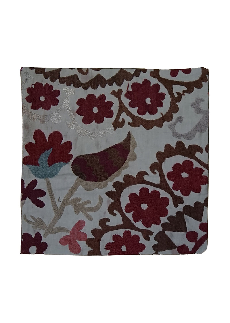 Oriental Rug Turkish Handmade Pillow Tribal 1'4"x1'4" (1x1) Whites/Beige Kilim Geometric Design #A24869