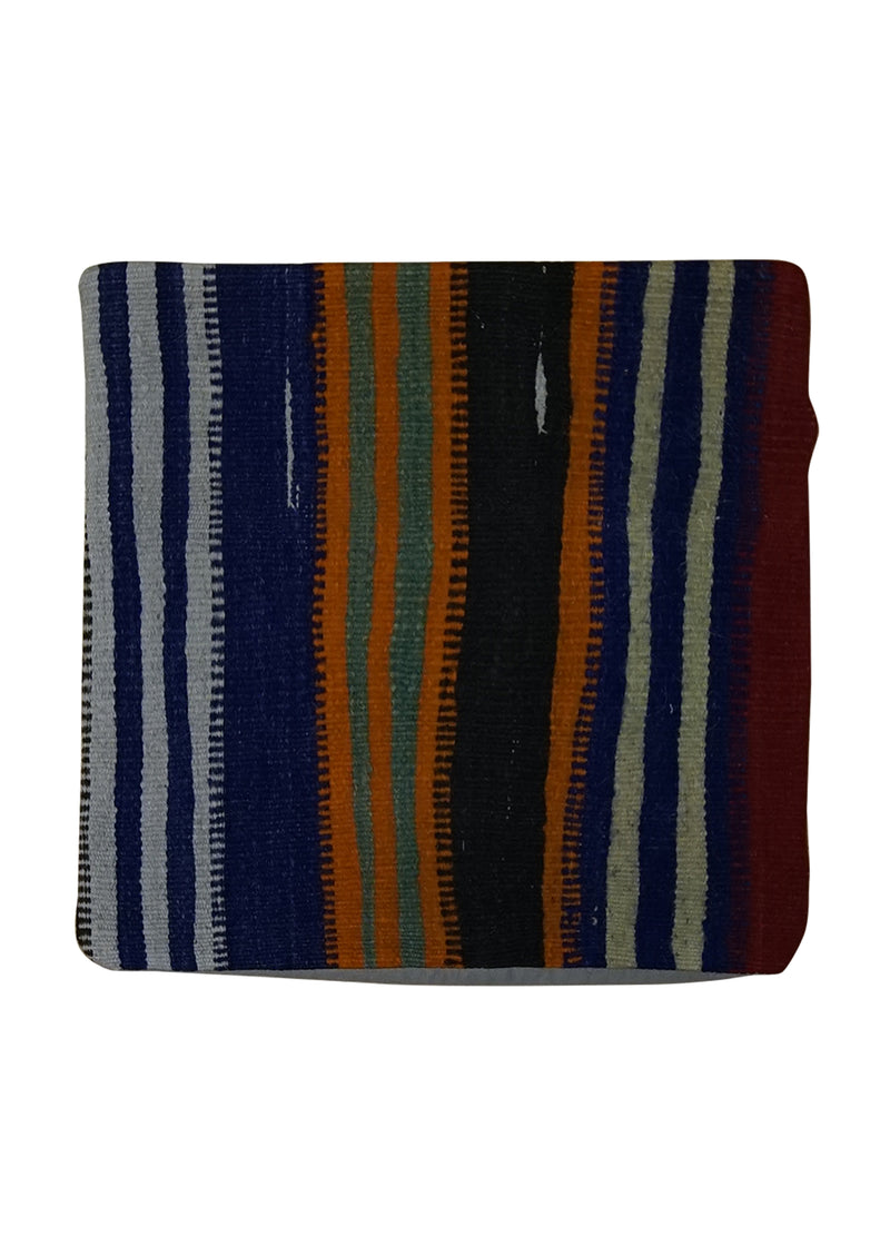 Oriental Rug Turkish Handmade Pillow Tribal 1'4"x1'4" (1x1) Multi-color Kilim Geometric Design #A24870