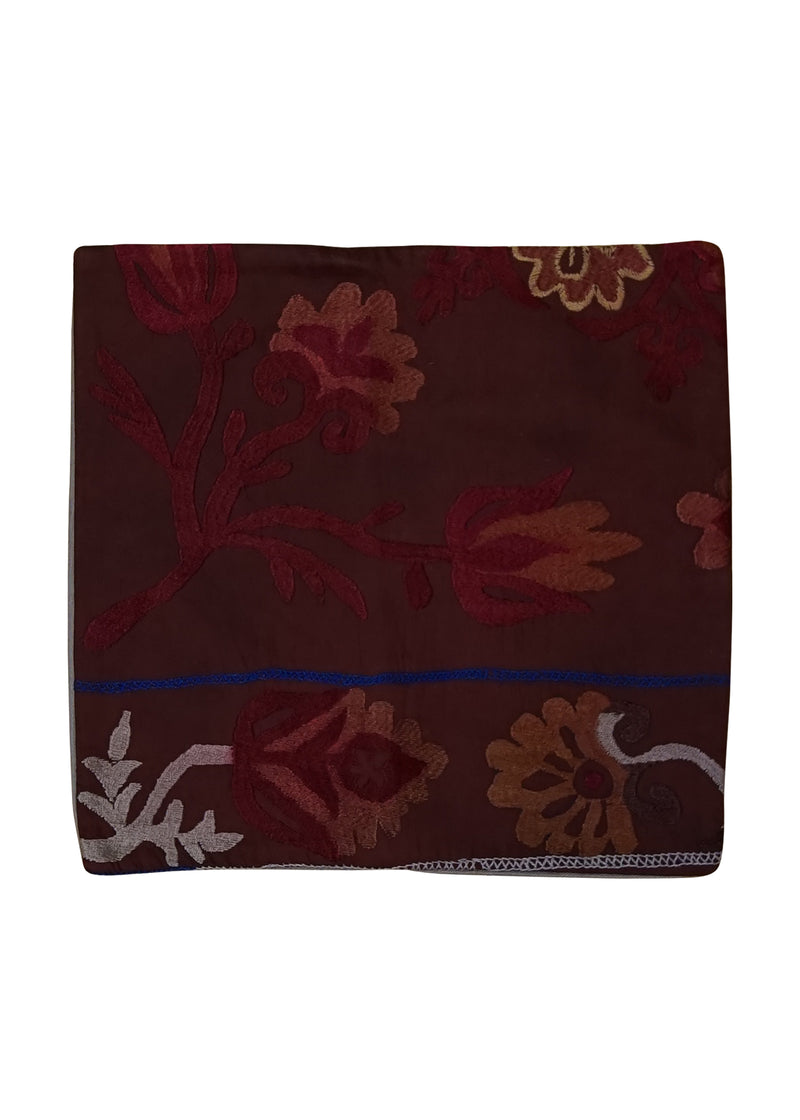 Oriental Rug Uzbek Handmade Pillow Traditional 1'4"x1'4" (1x1) Red Suzani Floral Design #A24883