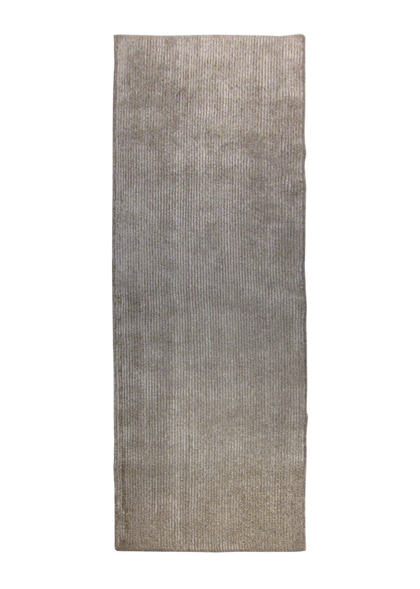 Oriental Rug Nepalese Handmade Runner Modern Neutral 2'0"x6'0" (2x6) Whites/Beige Plain Stripes Design #A24931