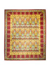 Oriental Rug Pakistani Handmade Area Transitional 7'10"x9'5" (8x9) Yellow/Gold Red Antique Washed Floral Design #A24967
