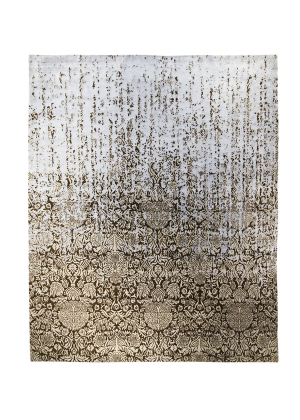 Oriental Rug Indian Handmade Area Modern 8'3"x9'9" (8x10) Brown Gray Erased Abstract Design #A24983