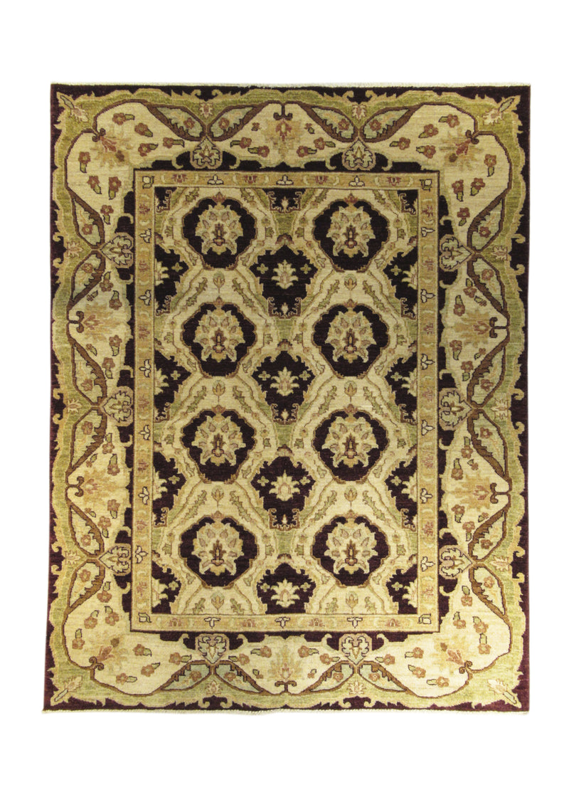 Oriental Rug Pakistani Handmade Area Transitional 4'11"x6'5" (5x6) Red Whites/Beige Brown Antique Washed Oushak Floral Design #A24994