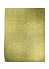 Oriental Rug Pakistani Handmade Area Transitional Vintage 8'9"x11'7" (9x12) Yellow/Gold Overdyed Oushak Floral Design #A25002