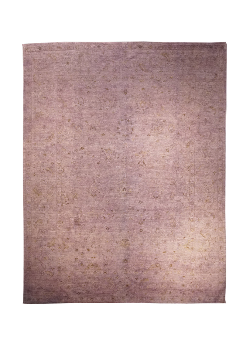 Oriental Rug Pakistani Handmade Area Transitional Vintage 8'8"x11'6" (9x12) Purple Overdyed Oushak Floral Design #A25003