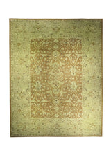 Oriental Rug Pakistani Handmade Area Transitional Vintage 8'11"x11'6" (9x12) Brown Green Overdyed Oushak Floral Design #A25006