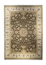Oriental Rug Indian Handmade Area Transitional 9'2"x12'4" (9x12) Brown Whites/Beige Tea Washed Floral Oushak Design #A25131