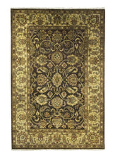 Oriental Rug Indian Handmade Area Transitional 4'0"x6'0" (4x6) Brown Yellow/Gold Green Tea Washed Floral Design #A25139