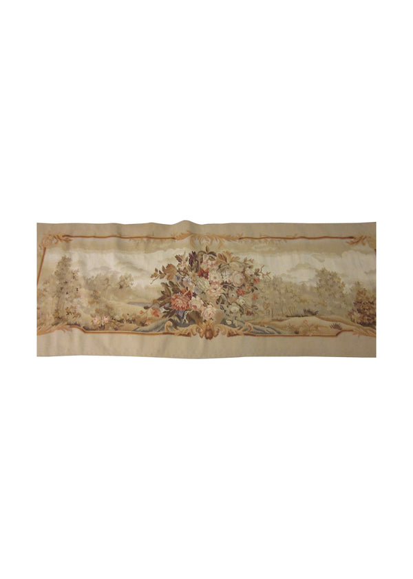 Oriental Rug Chinese Handmade Area Traditional 2'1"x4'2" (2x4) Whites/Beige Tapestry Floral Design #A25177