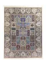 Persian Rug Nain Handmade Area Traditional 4'8"x6'2" (5x6) Multi-color Whites/Beige Blue Garden Design #A25282