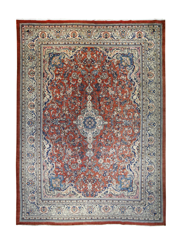 Persian Rug Mahal Handmade Area Tribal 10'7"x13'7" (11x14) Red Whites/Beige Blue Floral Design #A25296