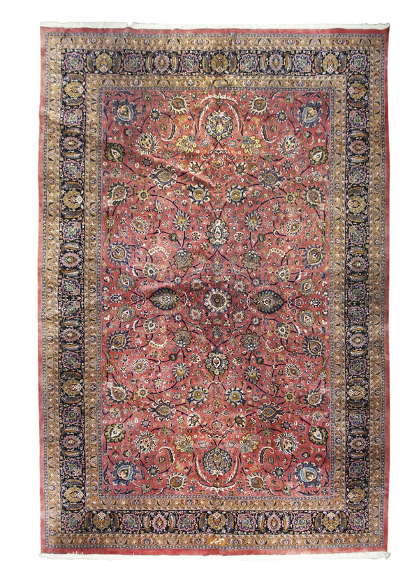 Persian Rug Mashhad Handmade Area Traditional 12'8"x19'3" (13x19) Red Blue Floral Design #A25297