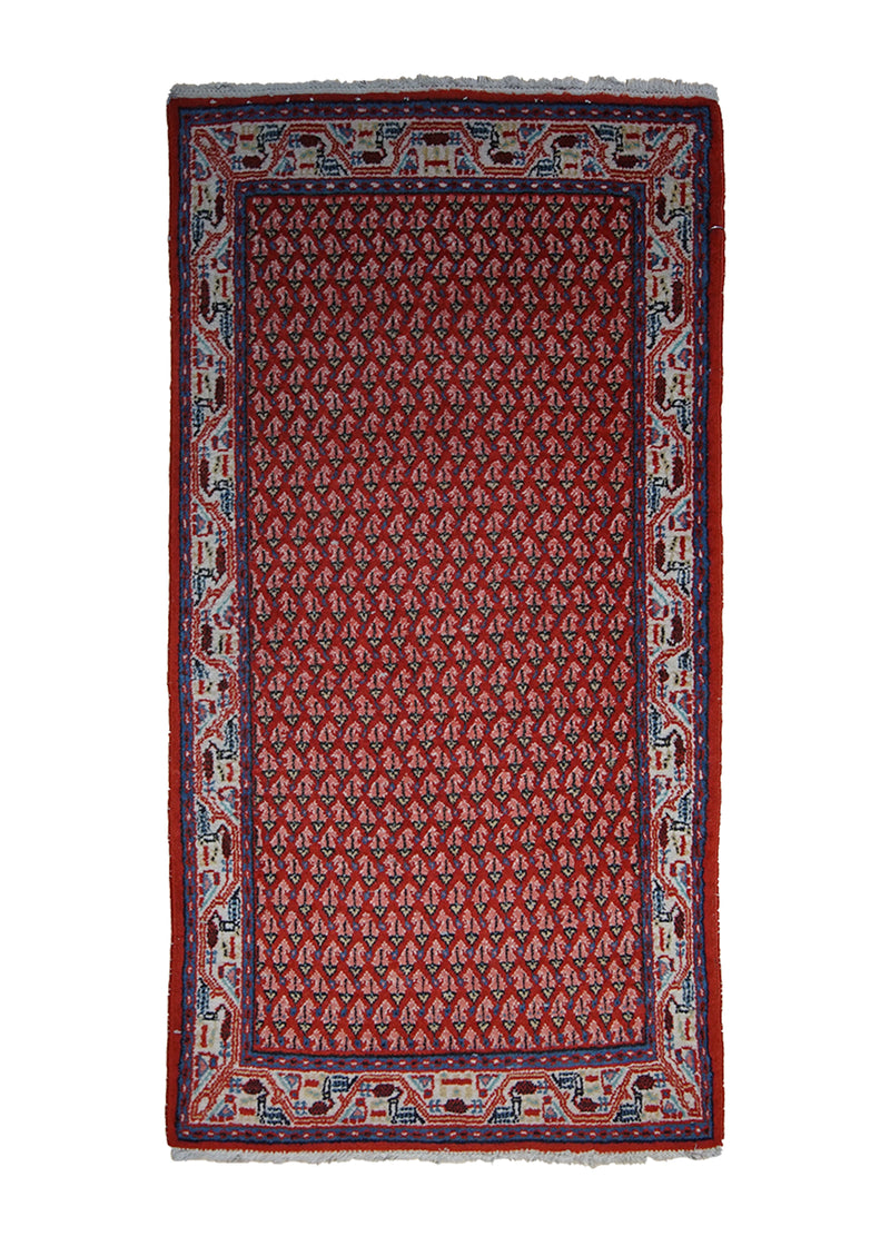 Persian Rug Saraband Handmade Area Tribal 2'1"x4'1" (2x4) Red Paisley/Boteh Design #A25324