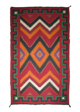 Native American Rug Navajo Handmade Area Tribal Antique 2'8"x4'1" (3x4) Red Green Germantown Geometric Design #A25376