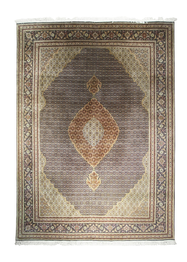 Persian Rug Tabriz Handmade Area Traditional 8'4"x11'2" (8x11) Blue Red Whites/Beige Mahi Fish Design #A25383