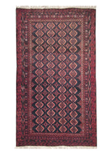 Oriental Rug Afghan Handmade Area Tribal 3'10"x6'5" (4x6) Red Black Geometric Design #A25407