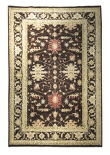 Oriental Rug Pakistani Handmade Area Transitional 6'10"x9'10" (7x10) Brown Whites/Beige Antique Washed Oushak Floral Design #A25478