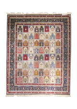 Oriental Rug Turkish Handmade Area Traditional 8'0"x9'11" (8x10) Multi-color Blue Kayzeri Garden Design #A25542