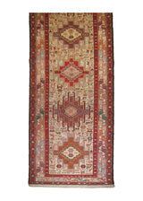 Persian Rug Azerbaijan Handmade Runner Tribal 2'3"x9'5" (2x9) Whites/Beige Red Geometric Kilim Animals Design #A25546