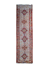 Persian Rug Azerbaijan Handmade Runner Tribal 2'5"x9'3" (2x9) Whites/Beige Red Geometric Design #A25547